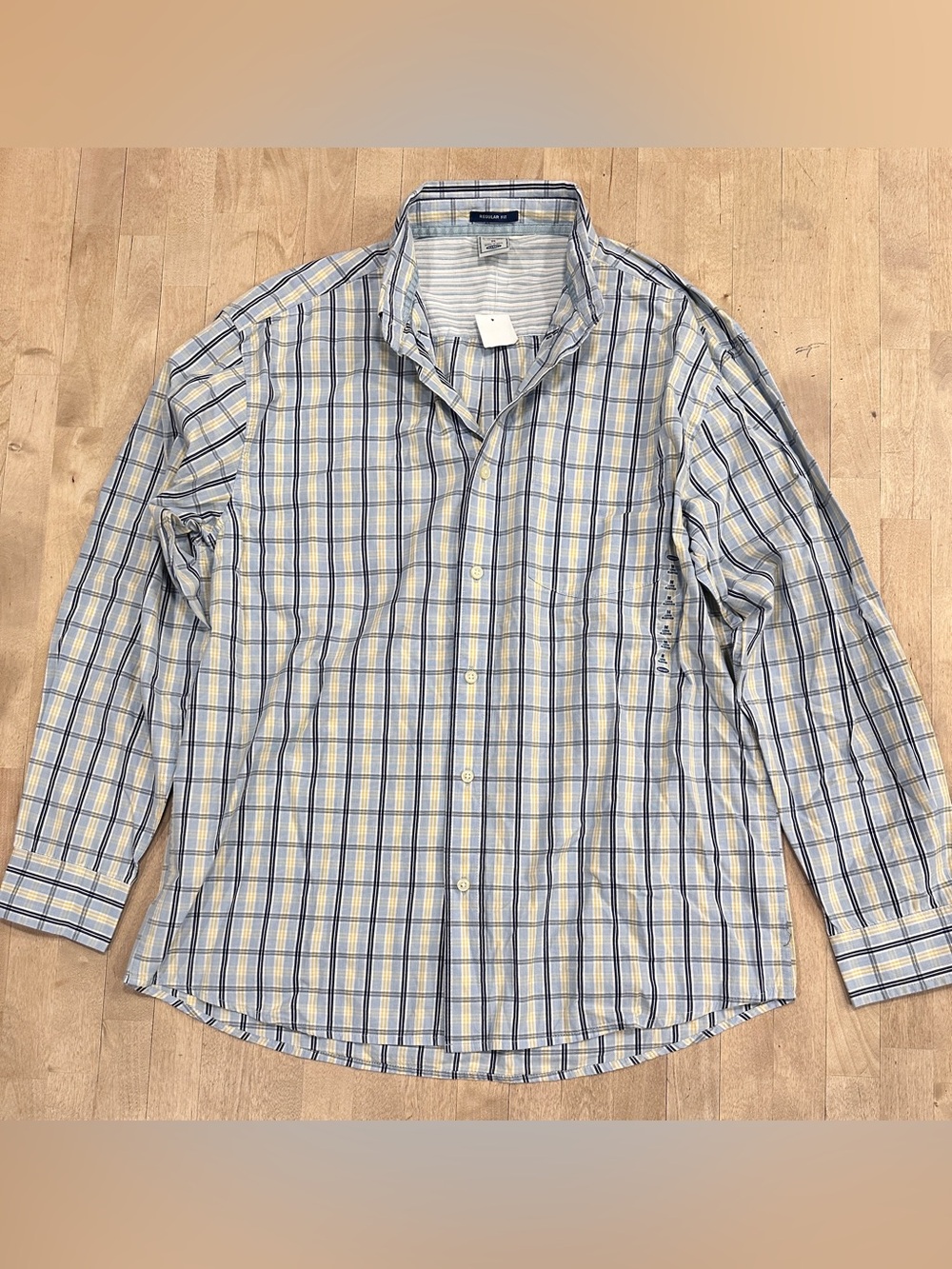 Old Navy Men’s Blue, Yellow & White Plaid Button-Down Shirt